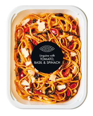 Linguine with tomato, basil & spinach